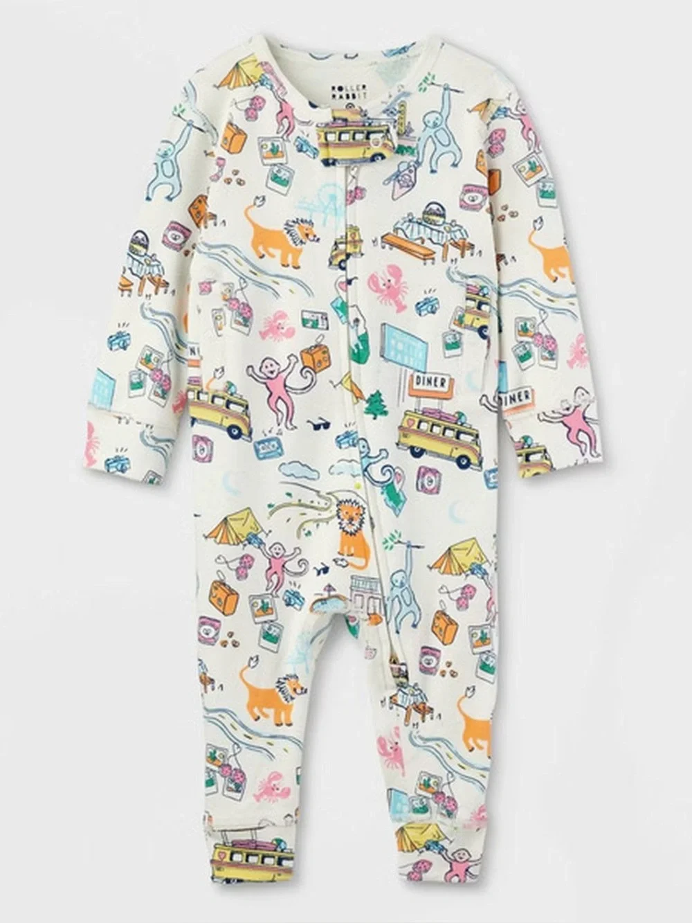 Roller Rabbit Target Baby Adaptive Roadtrip Bodysuit, 6-9M Blue/Yellow/Pink New